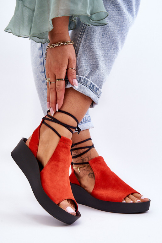 Sandálias plataforma em camurça Zazoo 2743 cor laranja Sandálias plataforma em camurça Zazoo 2743 cor laranja