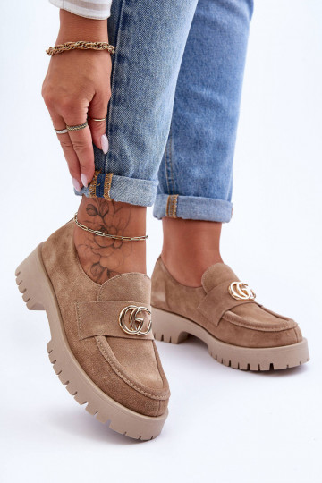 Sapatos femininos de camurça com ornamentos cor areia Rosefalls