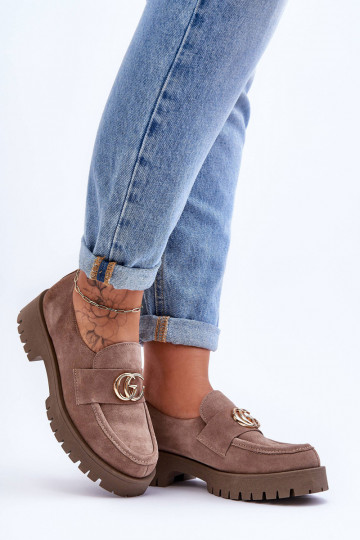 Sapatos femininos de camurça com ornamentos cor areia Rosefalls