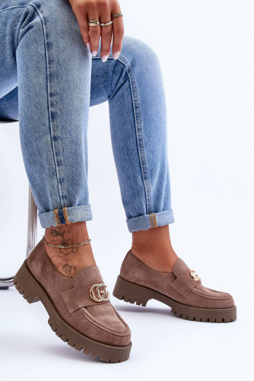 Sapatos femininos de camurça com ornamentos cor areia Rosefalls 2