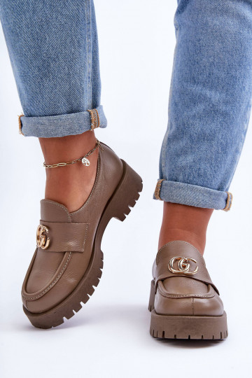 Sapatos de couro natural com ornamentos cor areia Rosefalls