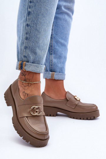 Sapatos de couro natural com ornamentos cor areia Rosefalls 2