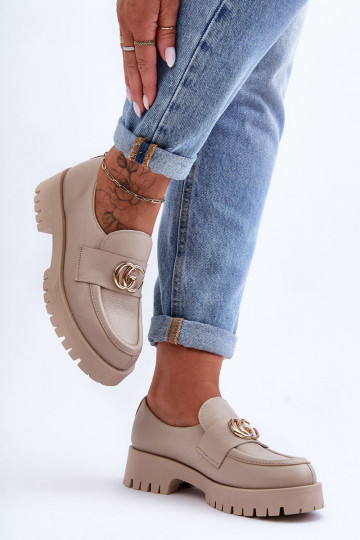 Sapatos de couro natural com ornamentos cor areia Rosefalls 2