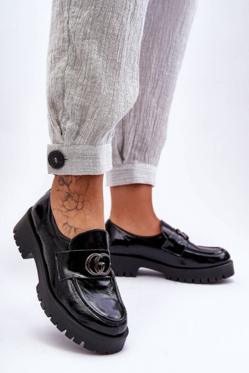Sapatos de couro natural com ornamentos cor preta Rosefalls 2