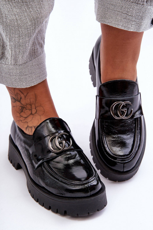 Sapatos de couro natural com enfeites cor preta Rosefalls Sapatos de couro natural com enfeites cor preta Rosefalls