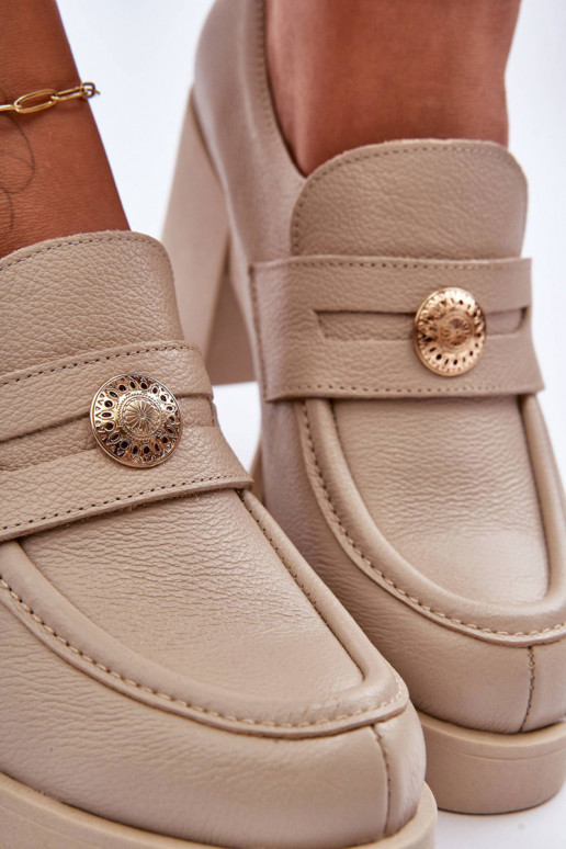 Pele sapato Feminino com salto bege Lemar Dunadia Pele sapato Feminino com salto bege Lemar Dunadia