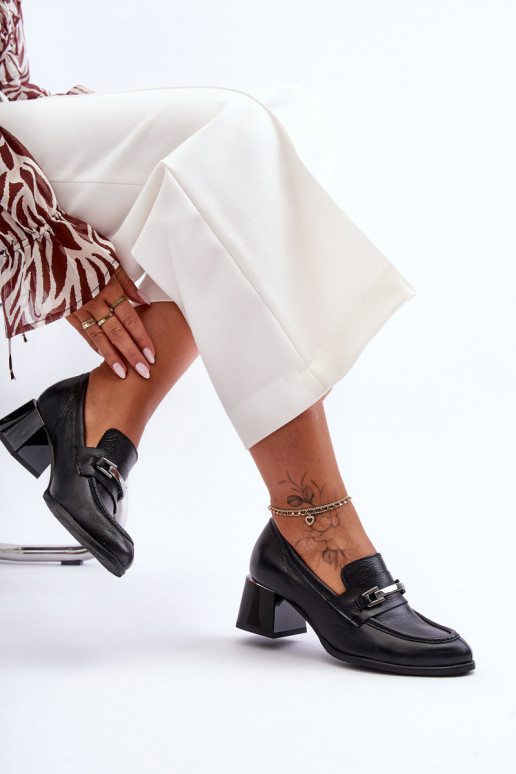 Conveniente Pele Sapato cor preta Lemar Damira Conveniente Pele Sapato cor preta Lemar Damira