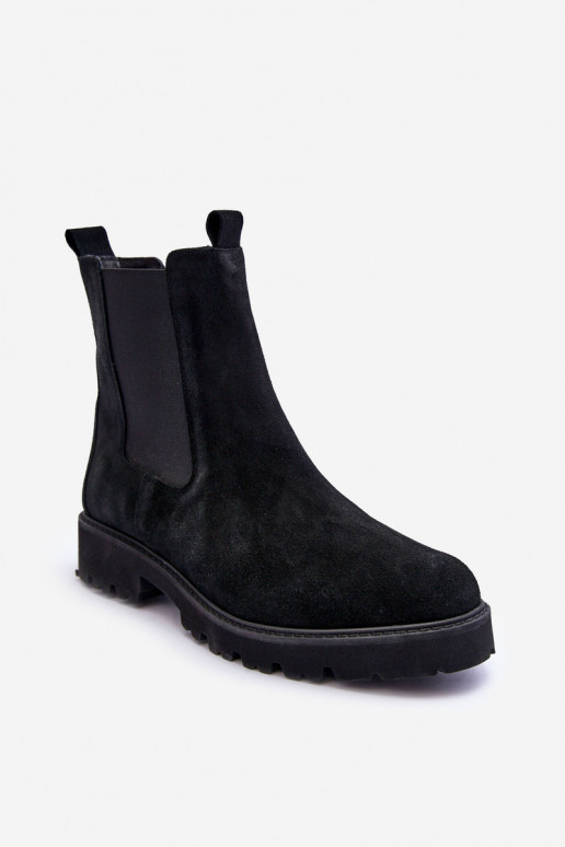 de camurça botas elegantes cor preta Nicole 2672