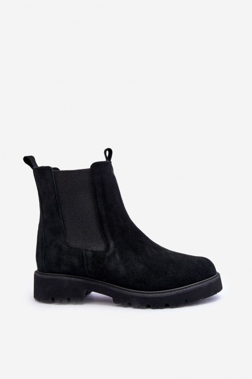 de camurça botas elegantes cor preta Nicole 2672