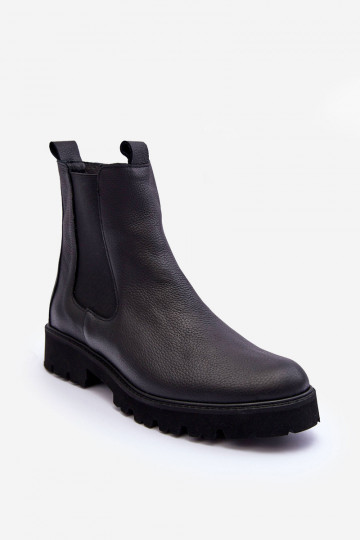 Pele botas elegantes cor preta Nicole 2672