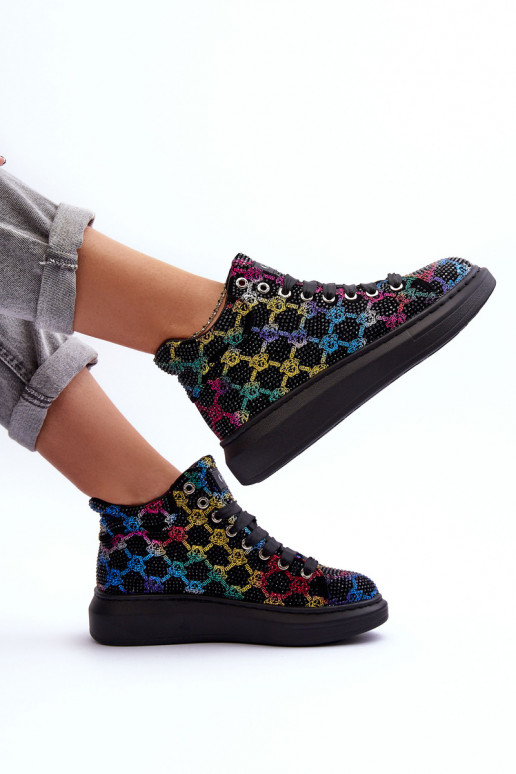 tênis com uma plataforma Cristal da montanha GOE MM2N4009 cor preta tênis com uma plataforma Cristal da montanha GOE MM2N4009 cor preta