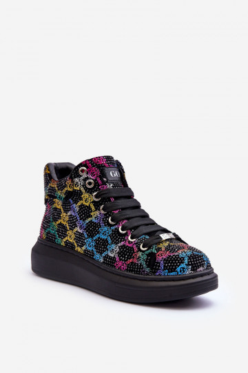 tênis com uma plataforma Cristal da montanha GOE MM2N4009 cor preta 2