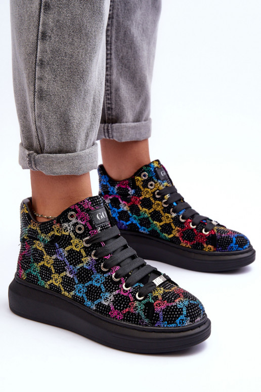 tênis com uma plataforma Cristal da montanha GOE MM2N4009 cor preta tênis com uma plataforma Cristal da montanha GOE MM2N4009 cor preta