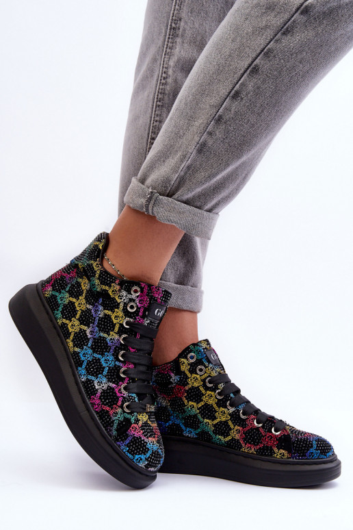 tênis com uma plataforma Cristal da montanha GOE MM2N4009 cor preta tênis com uma plataforma Cristal da montanha GOE MM2N4009 cor preta