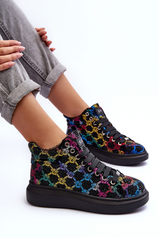 tênis com uma plataforma Cristal da montanha GOE MM2N4009 cor preta tênis com uma plataforma Cristal da montanha GOE MM2N4009 cor preta