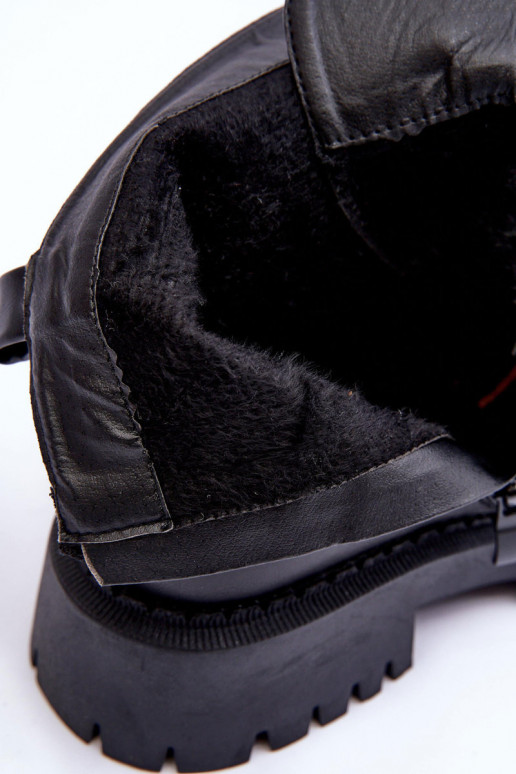 Pele botas elegantes com uma plataforma cor preta Lemar Lisencca Pele botas elegantes com uma plataforma cor preta Lemar Lisencca