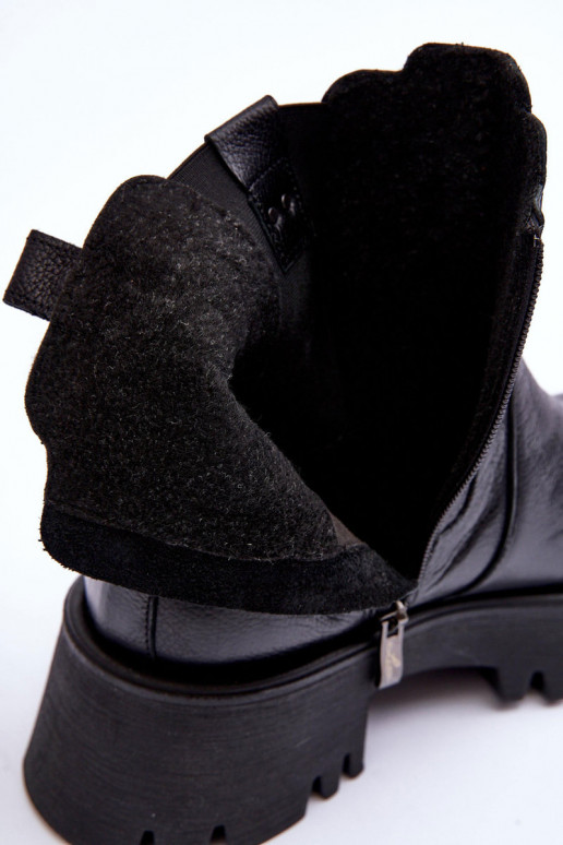 Pele botas elegantes com uma plataforma cor preta Lemar Lisencca Pele botas elegantes com uma plataforma cor preta Lemar Lisencca