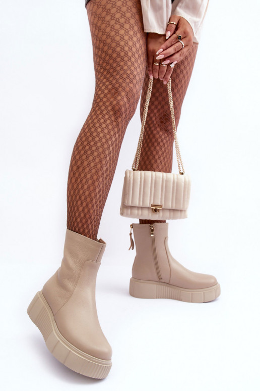 Botas femininas com uma plataforma bege Lemar Jenefer Botas femininas com uma plataforma bege Lemar Jenefer