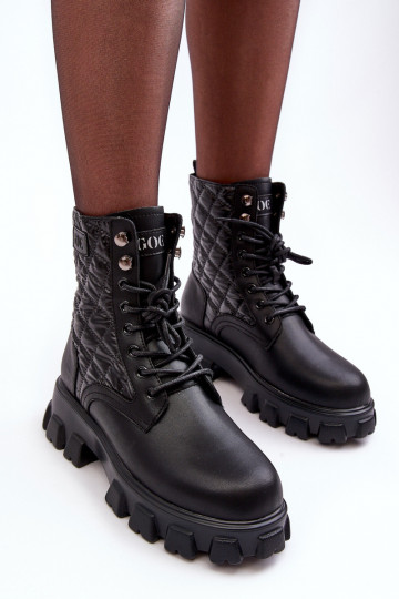 Pele Botins de trabalho com salto largo GOE MM2N4021 cor preta