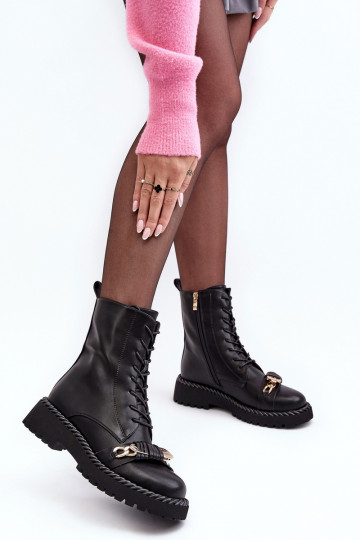 Botas femininas botas de montaria altas com enfeites cor preta S.Barski MR870-68 2