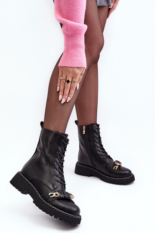 Botas femininas botas de montaria altas com enfeites cor preta S.Barski MR870-68 Botas femininas botas de montaria altas com enfeites cor preta S.Barski MR870-68