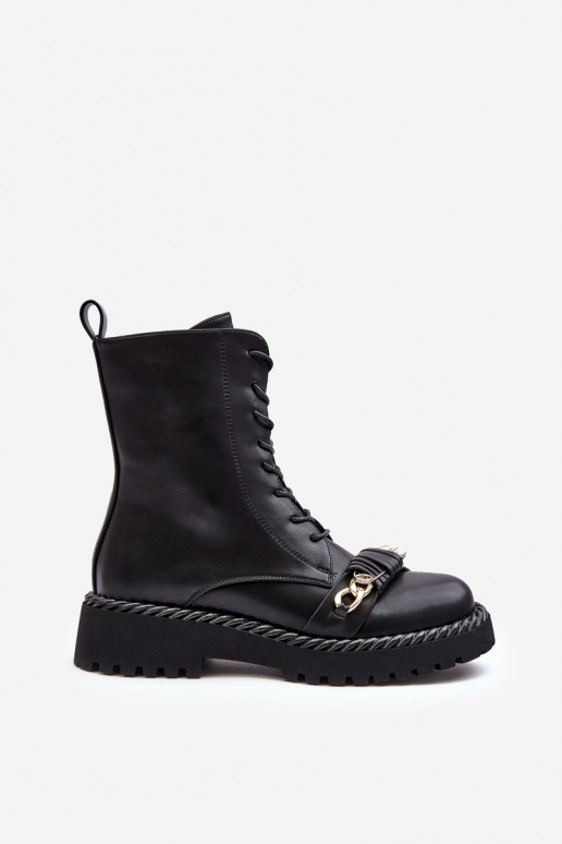 Botas femininas botas de montaria altas com enfeites cor preta S.Barski MR870-68 Botas femininas botas de montaria altas com enfeites cor preta S.Barski MR870-68