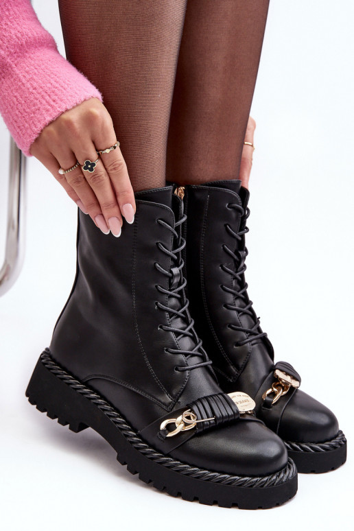 Botas femininas botas de montaria altas com enfeites cor preta S.Barski MR870-68 Botas femininas botas de montaria altas com enfeites cor preta S.Barski MR870-68