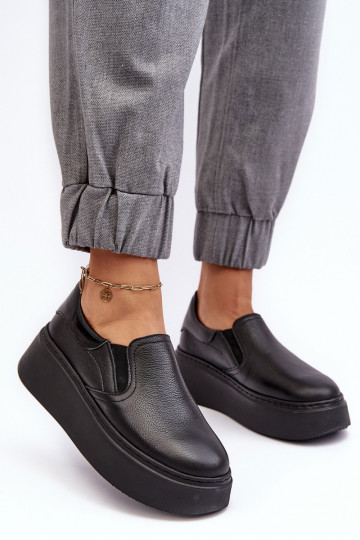 Pele tênis Feminino com uma plataforma cor preta Lemar Tem que sernish