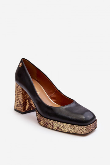 Elegante Pele Sapato Laura Messi 2599 cor preta 2