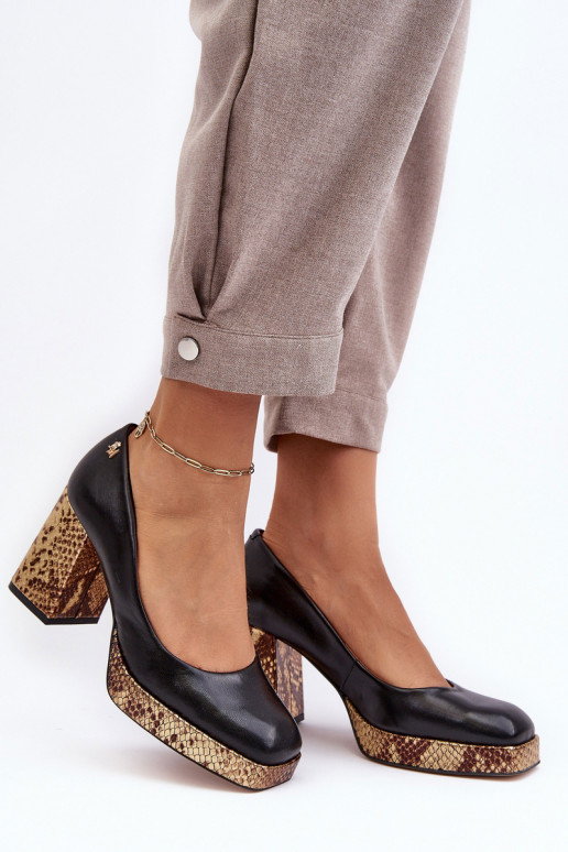 Elegante Pele Sapato Laura Messi 2599 cor preta Elegante Pele Sapato Laura Messi 2599 cor preta