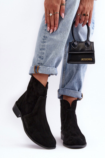 Sapatos de camurça Feminino com zíperes cor preta Nicole 2829