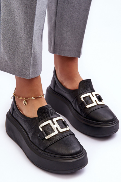 Pele sapato Feminino com uma plataforma cor preta LeParaski 3398/2