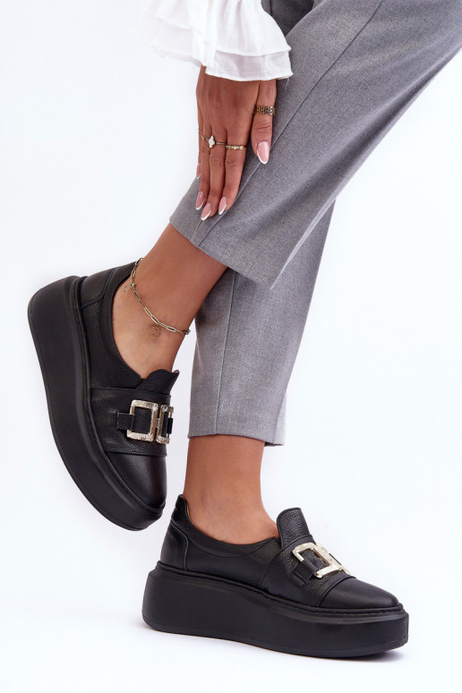 Pele sapato Feminino com uma plataforma cor preta LeParaski 3398/2