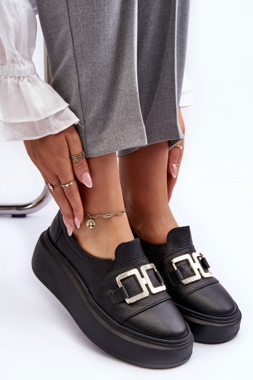 Pele sapato Feminino com uma plataforma cor preta LeParaski 3398/2