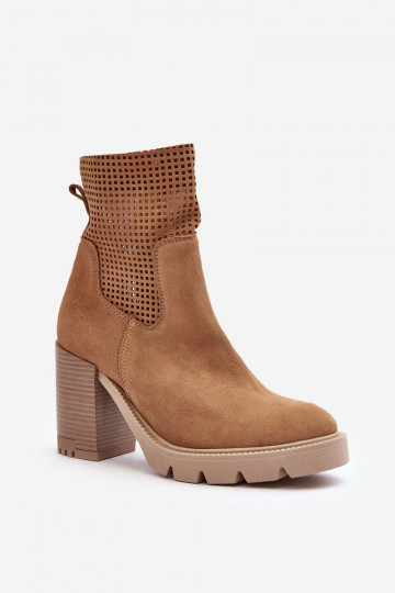 Botas femininas de camurça com recortes na cor marrom LeĮskis 3386 2