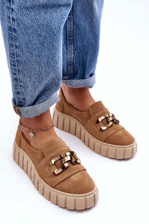 de camurça sapato Feminino com uma plataforma com enfeites bege LeParaski 3398 de camurça sapato Feminino com uma plataforma com enfeites bege LeParaski 3398