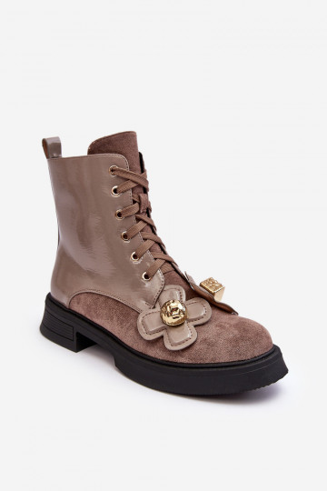 Elegante Feminino Botas com zíperes com lindos detalhes D&A MR870-76 cinza-cor marrom 2