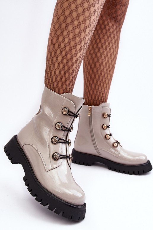 Feminino aquecimento Botas Com decoraçõesi Guzikami D&A MR870-51 cor de marfim