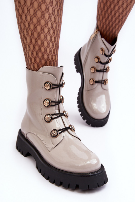 Feminino aquecimento Botas Com decoraçõesi Guzikami D&A MR870-51 cor de marfim