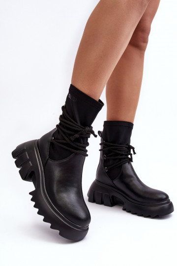 Botas com uma plataforma com detalhes elegantes cor preta Big Star MM274590 2