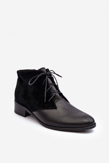 Elegante Feminino Botas de amarrar cor preta Kefora 2