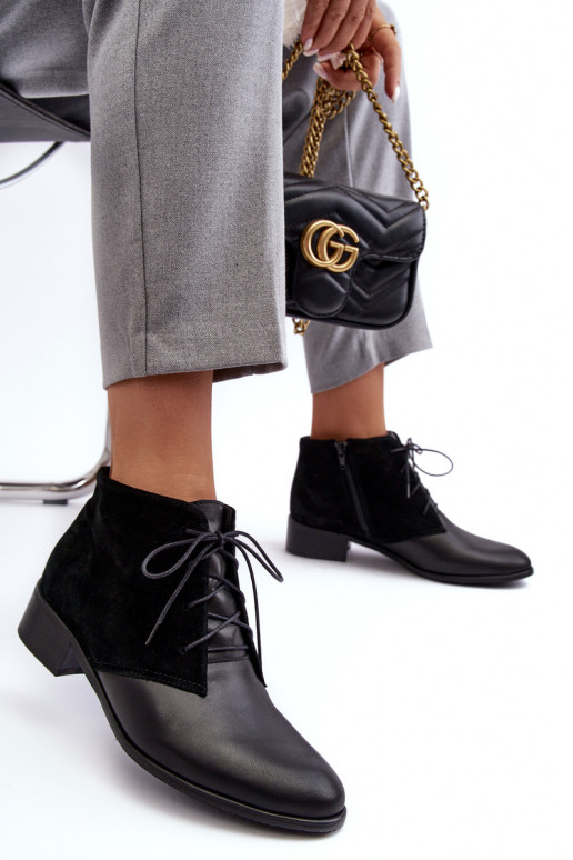 Elegante Feminino Botas de amarrar cor preta Kefora Elegante Feminino Botas de amarrar cor preta Kefora