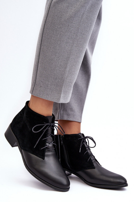 Elegante Feminino Botas de amarrar cor preta Kefora Elegante Feminino Botas de amarrar cor preta Kefora