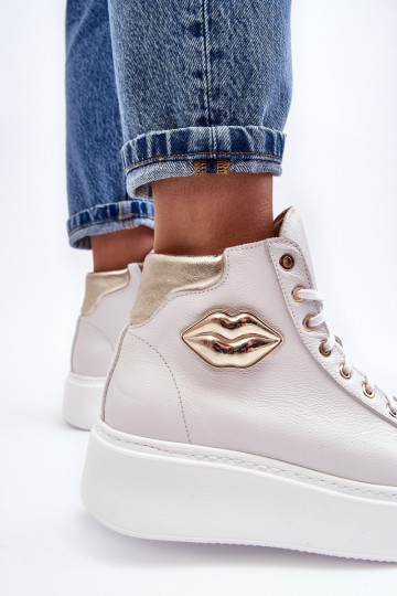 Sapatos de lazer Alto com zíperes Lemar cor branca Katerin