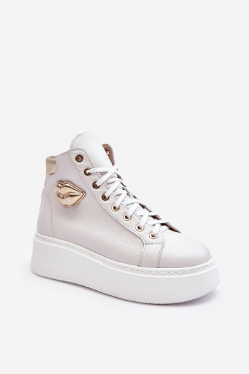 Sapatos de lazer Alto com zíperes Lemar cor branca Katerin 2