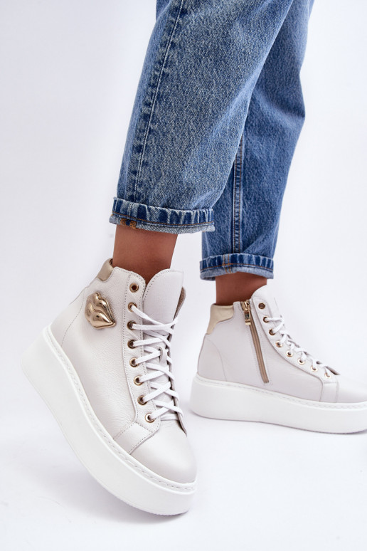 Sapatos de lazer Alto com zíperes Lemar cor branca Katerin Sapatos de lazer Alto com zíperes Lemar cor branca Katerin