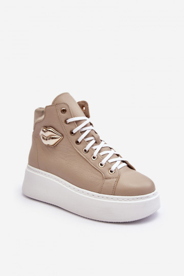 Sapatos de lazer Alto com zíperes Lemar bege Katerin 2