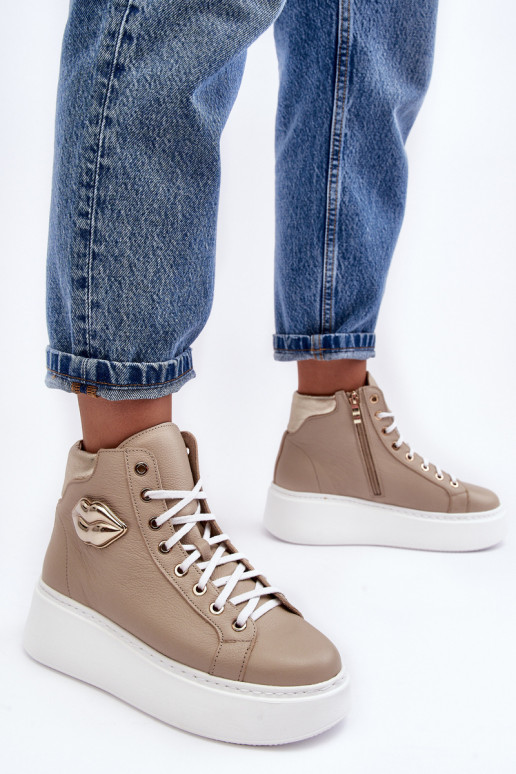 Sapatos de lazer Alto com zíperes Lemar bege Katerin Sapatos de lazer Alto com zíperes Lemar bege Katerin