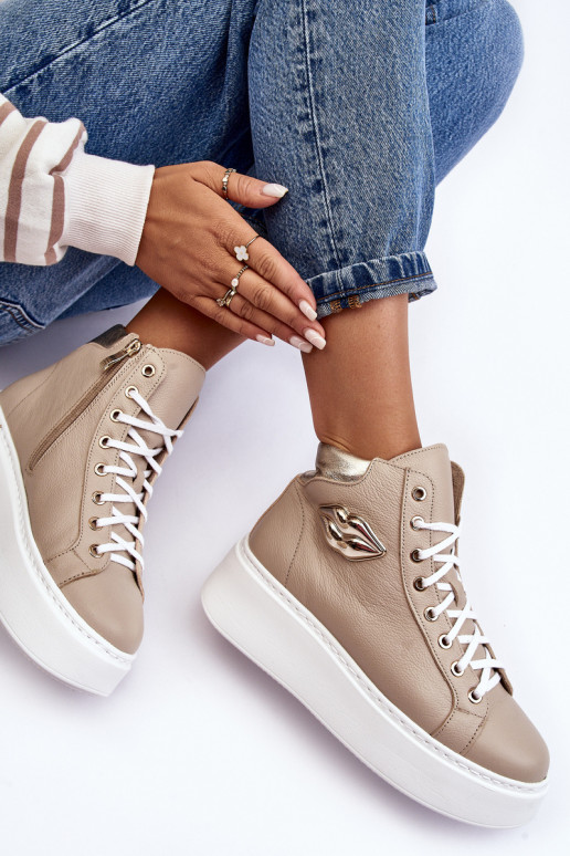Sapatos de lazer Alto com zíperes Lemar bege Katerin Sapatos de lazer Alto com zíperes Lemar bege Katerin