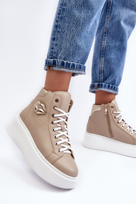 Sapatos de lazer Alto com zíperes Lemar bege Katerin Sapatos de lazer Alto com zíperes Lemar bege Katerin